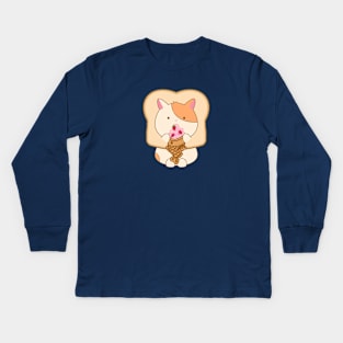 Kitty Eating Ice Cream Taiyaki Kids Long Sleeve T-Shirt